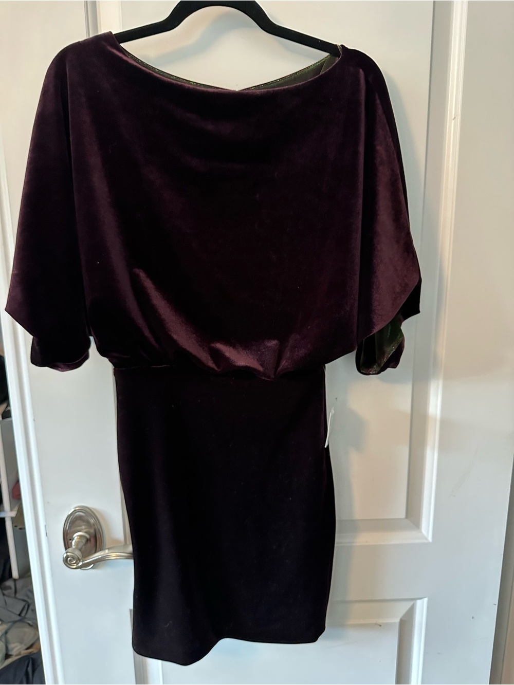 Velvet Dolman Sleeve Cocktail Dress in Deep Plum